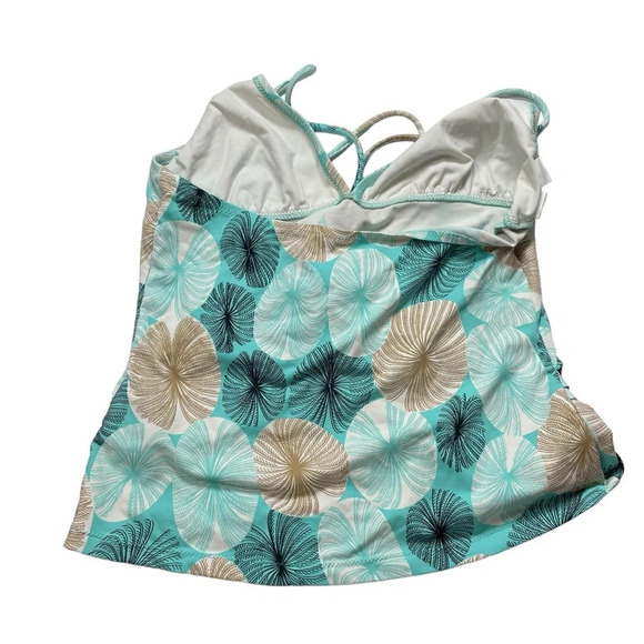 Diane Von Furstenberg Botanical Print Tankini Set in Blue/Brown Size M - Picture 9 of 9